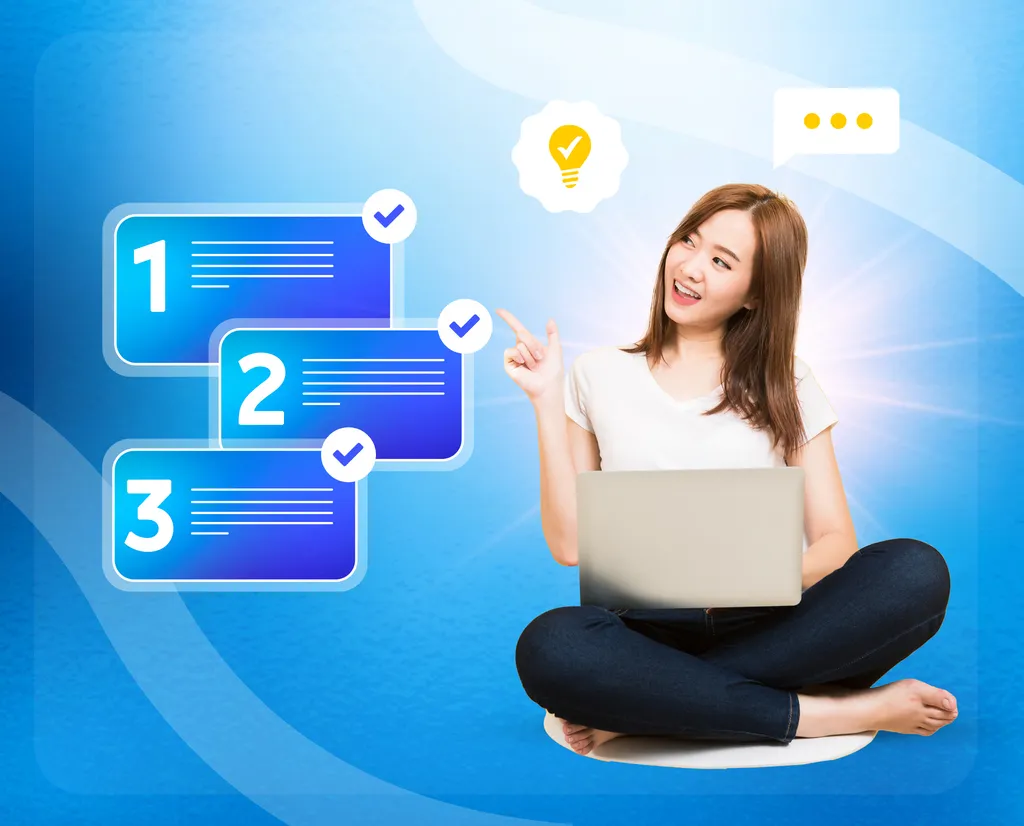 Lesson selection screen showing English topics like movies, travel, business and exams