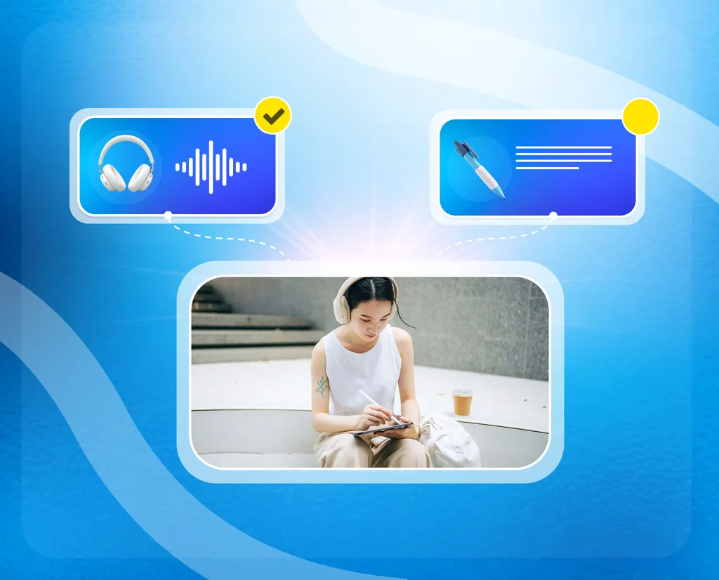 Dictation exercise interface with AI feedback on English listening accuracy