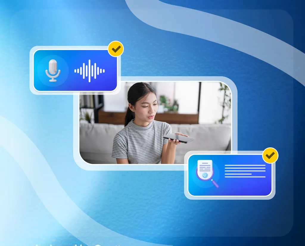 Shadowing practice screen where user mimics native English pronunciation and records voice